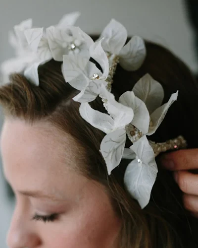 bougainvillea flower headpiece by Tami Bar-Lev
