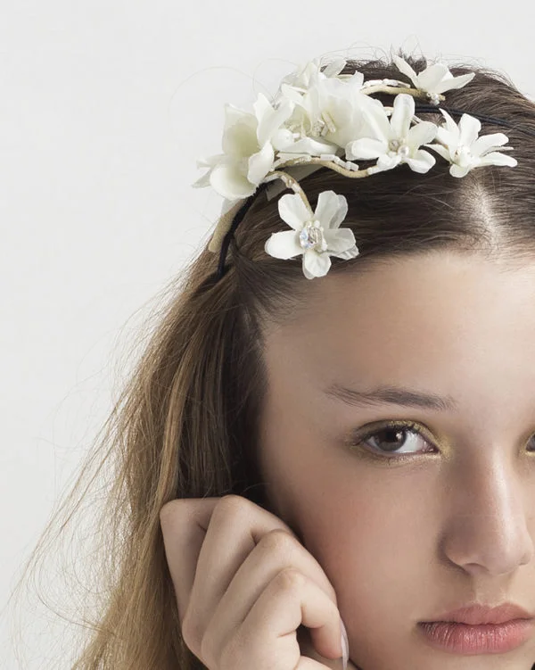 detail: ‘Petite Flower Bunch' headpiece by Tami Bar-Lev