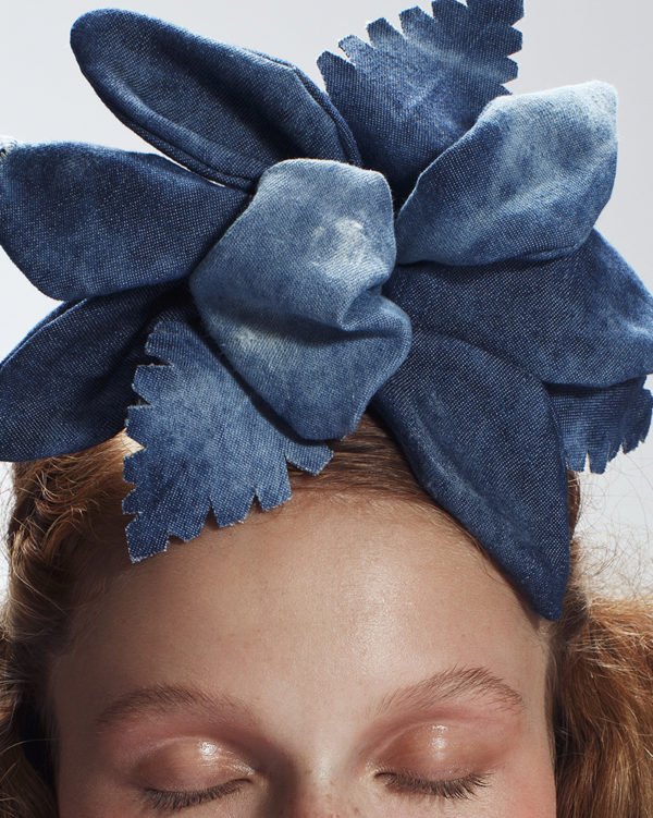 Denim ‘TIKI’ Flower Piece - Headband - Headpiece by Tami Bar-Lev