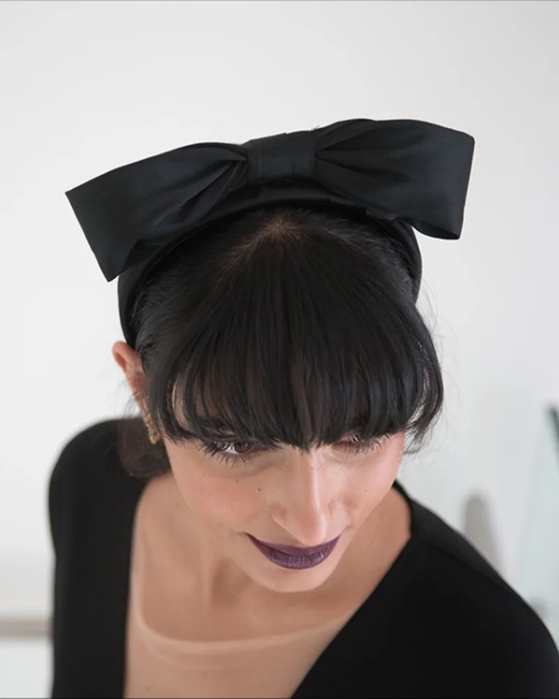 Black ‘Fancy Bow’- couture headband - Headpiece by Tami Bar-Lev