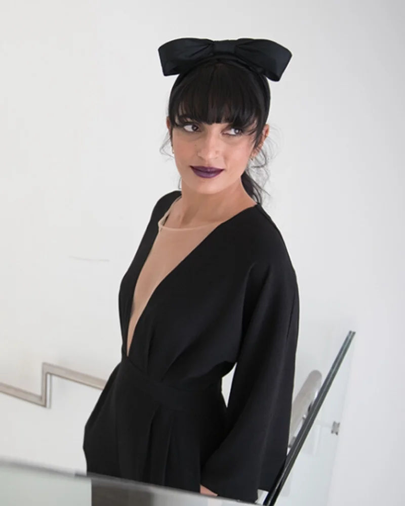 Black ‘Fancy Bow’- couture headband - Headpiece by Tami Bar-Lev