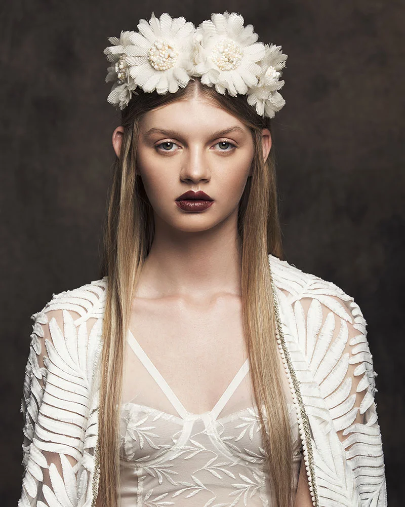 'Gerbera' Bonnet bridal headpiece by Tami Bar-lev