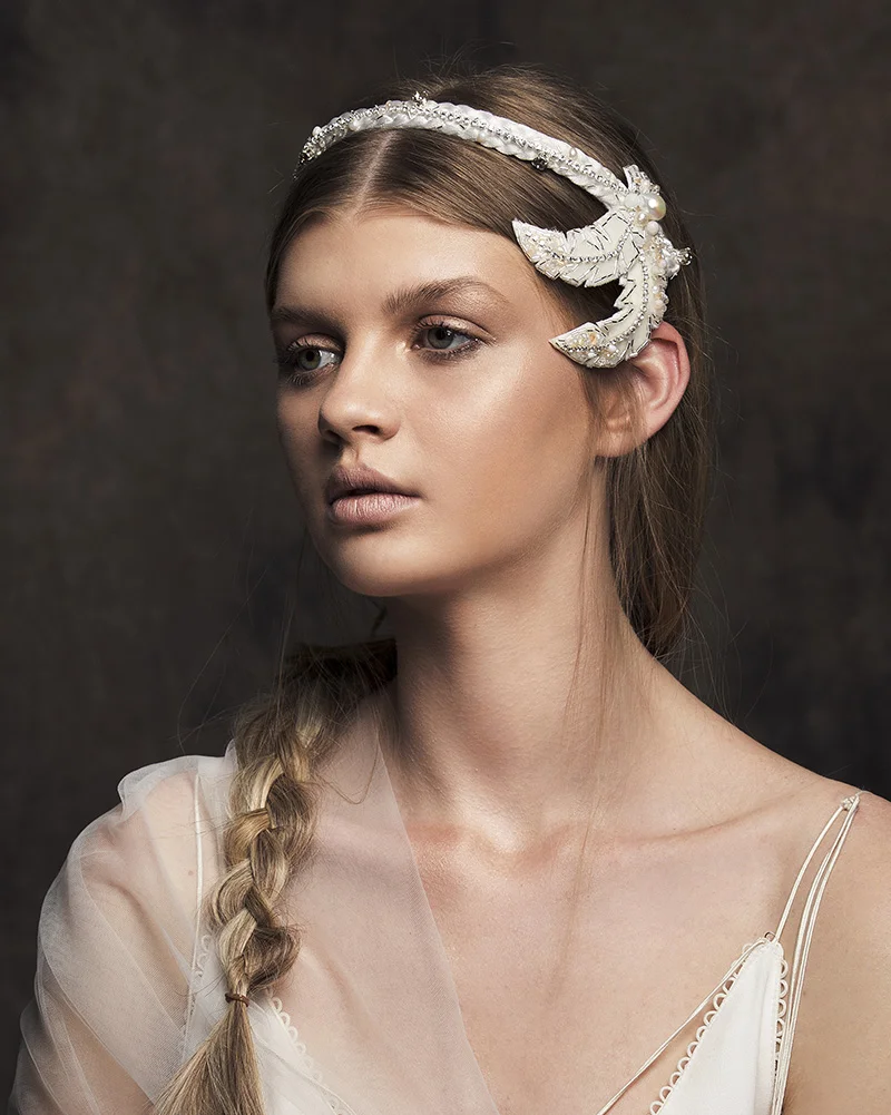 'ALULA' Feather bridal headpiece by Tami Bar-lev