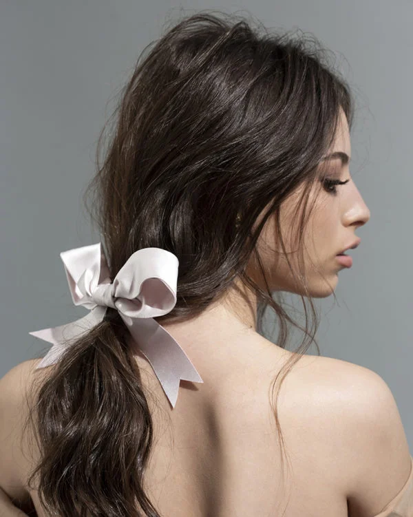pale pink bow - ribbon Bridal Headpiece by Tami Bar- Lev