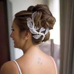 real wedding real bride- Lace Bridal Headpiece bridal headpiece by Tami Bar-lev